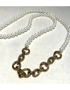Long pearl necklace with golden chain | FRANCINE BRAMLI - 1 2
