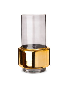 Skleněná váza Lobby M, kouřová se zlatem | POLS POTTEN