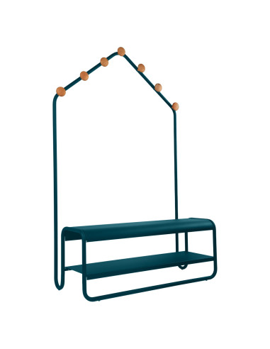 Věšák s lavičkou Funambule INDOOR | FERMOB acapulco blue