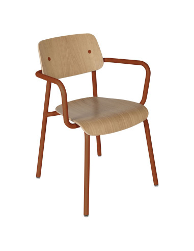 Kovová židle Studie se dřevem a s područkou INDOOR | FERMOB candied orange