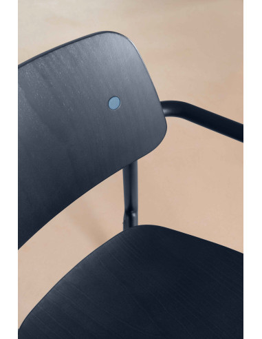 Židle Studie s područkami a dřevěným tónovaným sedákem INDOOR | FERMOB - 3