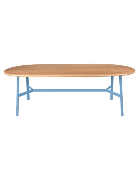 Jídelní stůl SO'O s oválnou dubovou deskou 220x95 INDOOR | FERMOB maya blue