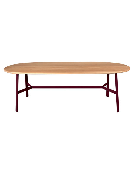 Jídelní stůl SO'O s oválnou dubovou deskou 220x95 INDOOR | FERMOB black cherry