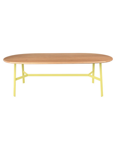 Jídelní stůl SO'O s oválnou dubovou deskou 220x95 INDOOR | FERMOB frosted lemon