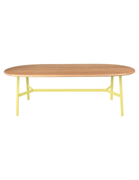 Jídelní stůl SO'O s oválnou dubovou deskou 220x95 INDOOR | FERMOB frosted lemon