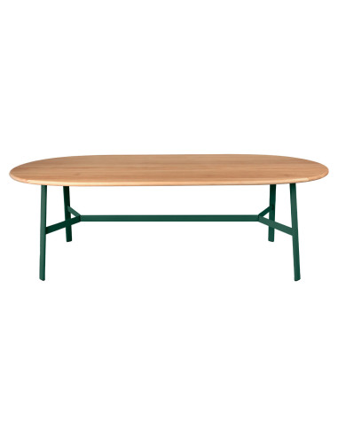 Jídelní stůl SO'O s oválnou dubovou deskou 220x95 INDOOR | FERMOB cedar green
