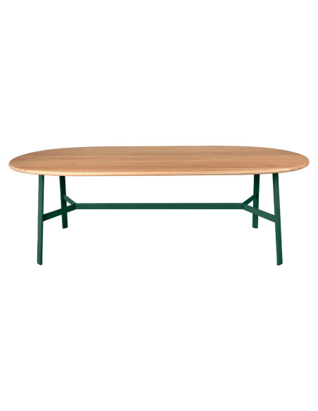 Jídelní stůl SO'O s oválnou dubovou deskou 220x95 INDOOR | FERMOB cedar green