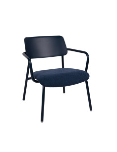 Křeslo Studie Lounge s čalouněným sedákem INDOOR | FERMOB deep blue