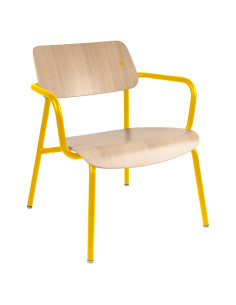 Křeslo Studie Lounge s dubovým dřevem INDOOR | FERMOB honey