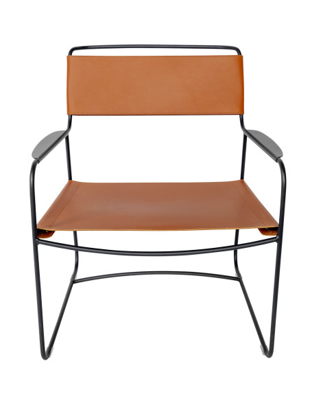 Kovové nízké křeslo Surprising s kůží INDOOR | FERMOB g