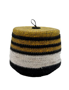 Barevný koš z mořské trávy s víkem M | BAOBAB - 1