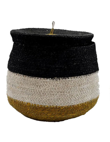 Barevný koš z mořské trávy s víkem L | BAOBAB