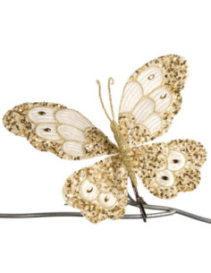 Christmas decoration - decorated cream butterfly on clip...