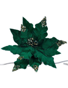 Vánoční dekorace – tmavě zelený květ vánoční hvězdy na...