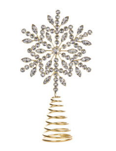 Vánoční dekorace – zlatá špička na stromek s vločkou |...