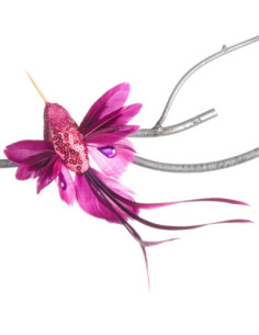 Vánoční dekorace – fialový kolibřík s peříčky, na klipu |...