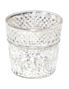 Glass candle holder for tea light, antique silver | GOODWILL