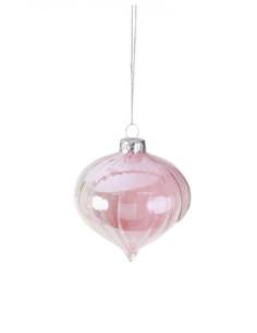 Vánoční dekorace – skleněná rýhovaná cibulka plněná...