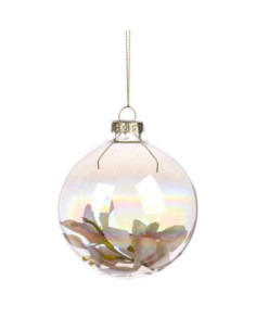 Vánoční dekorace – závěsná skleněná koule plněná krémovými květy | GOODWILL - 1
