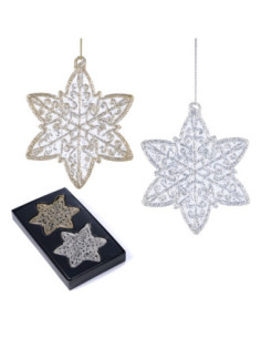 Sada dvou skleněných hvězd s filigránovým vzorem,...