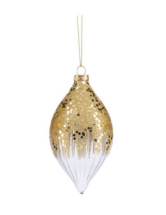 Christmas decoration - hanging glass top with golden...