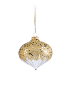 Christmas decoration - hanging glass onion with golden...