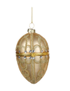 Vánoční dekorace – zdobené skleněné vejce, zlaté | GOODWILL
