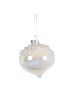 Vánoční dekorace – závěsná skleněná cibulka se sněhovou...