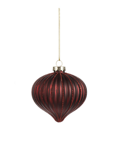 Vánoční dekorace – závěsná skleněná cibule, burgundská červená | GOODWILL