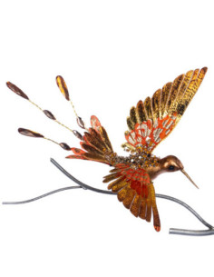 Vánoční dekorace – zdobený, zlato – oranžový kolibřík, na...