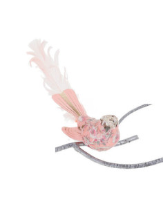 Christmas decoration - fabric bird in powder pink with floral motif, on clip | GOODWILL - 1