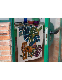 Běhoun na stůl s potiskem Leoleaf 45x170 | TESSITURA TOSCANA TELERIE - 1 2