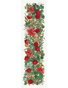 Lněný běhoun s vánočním potiskem Garland Glee 45x170| TESSITURA TOSCANA TELERIE a