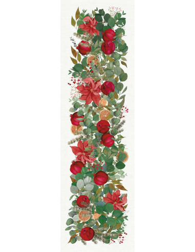 Lněný běhoun s vánočním potiskem Garland Glee 45x170| TESSITURA TOSCANA TELERIE a