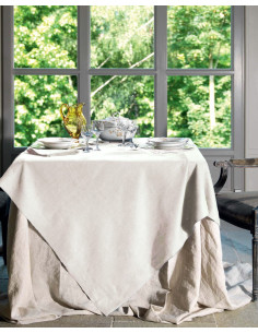 Set lněného ubrusu 160x230 a ubrousků Tiziano, krémový | TESSITURA TOSCANA TELERIE - 1