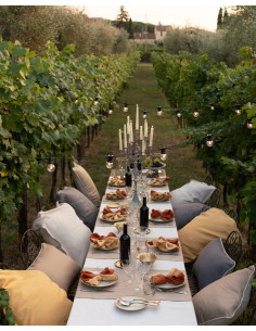 Set lněného ubrusu 160x230 a ubrousků Tiziano, krémový | TESSITURA TOSCANA TELERIE - 1 2