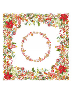 Lněný ubrus Marzapepe s vánočním motivem 85x85 | TESSITURA TOSCANA TELERIE