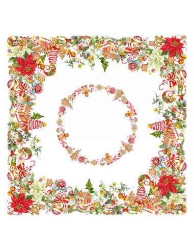 Lněný ubrus Marzapepe s vánočním motivem 85x85 | TESSITURA TOSCANA TELERIE