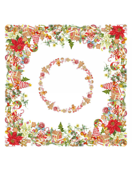 Lněný ubrus Marzapepe s vánočním motivem 85x85 | TESSITURA TOSCANA TELERIE