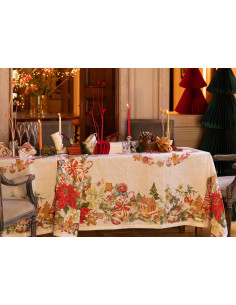 Lněný ubrus Marzapepe s vánočním motivem 85x85 | TESSITURA TOSCANA TELERIE 2