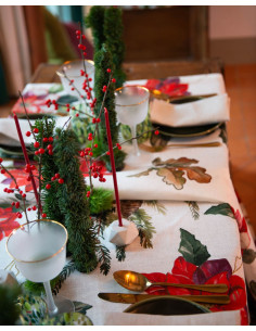 Lněný ubrus Etoile s vánočním motivem 85x85 | TESSITURA TOSCANA TELERIE 2