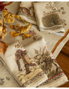 4Dinner - sada lněných ubrousků Mudra s potiskem 46x46 | TESSITURA TOSCANA TELERIE - 1