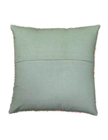 Bavlněný povlak polštáře 40x40, béžový s květy | dovoz Indie a