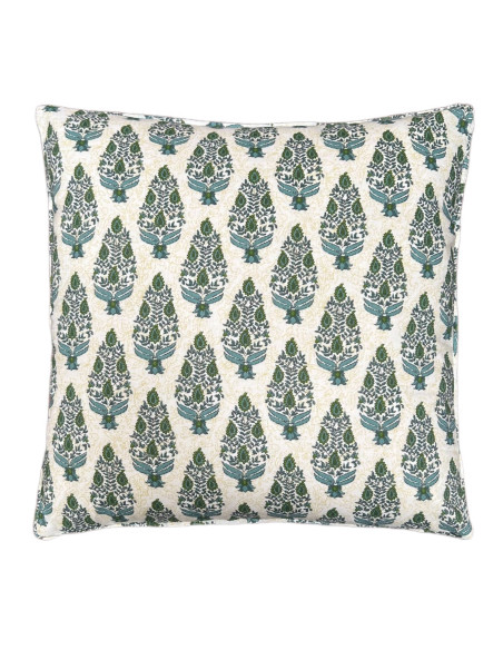 Bavlněný povlak polštáře 40x40, krémová se vzorem | dovoz Indie