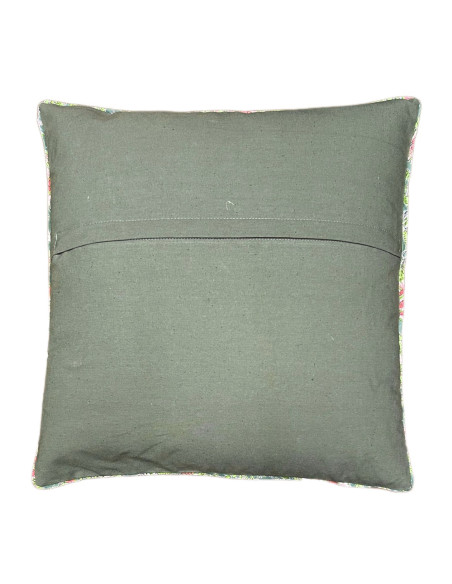 Bavlněný povlak polštáře 40x40, růžová s pistáciovou | dovoz Indie a