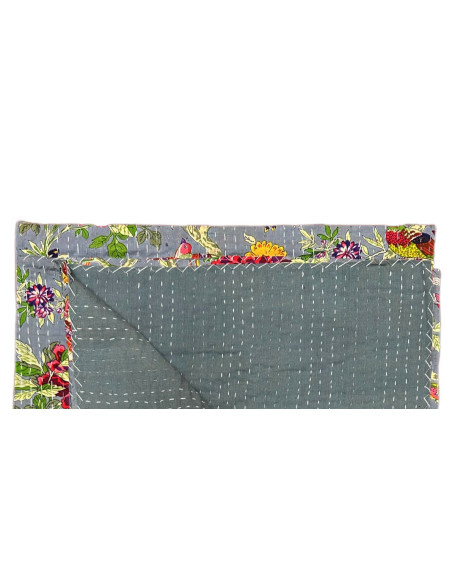 Prošívaný přehoz přes postel Floral 215x270, šedý | dovoz Indie b