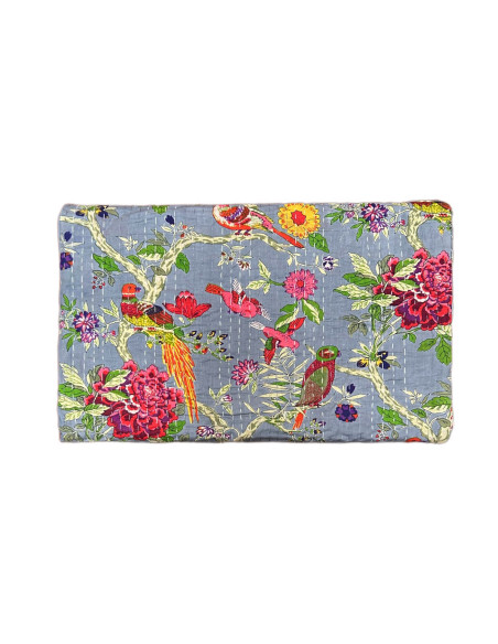 Prošívaný přehoz přes postel Floral 215x270, šedý | dovoz Indie