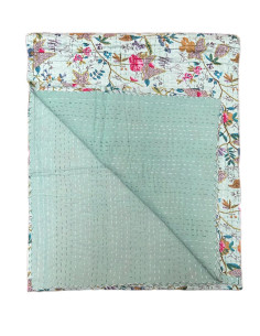 copy of Prošívaný přehoz přes postel Floral 220x270, pistáciový | dovoz Indie - 1 2