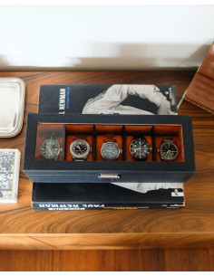 Luxusní pouzdro na 5 hodinek, koňakové | MAISON SCARLET 2