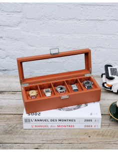 Luxusní pouzdro na 5 hodinek, koňakové | MAISON SCARLET - 1